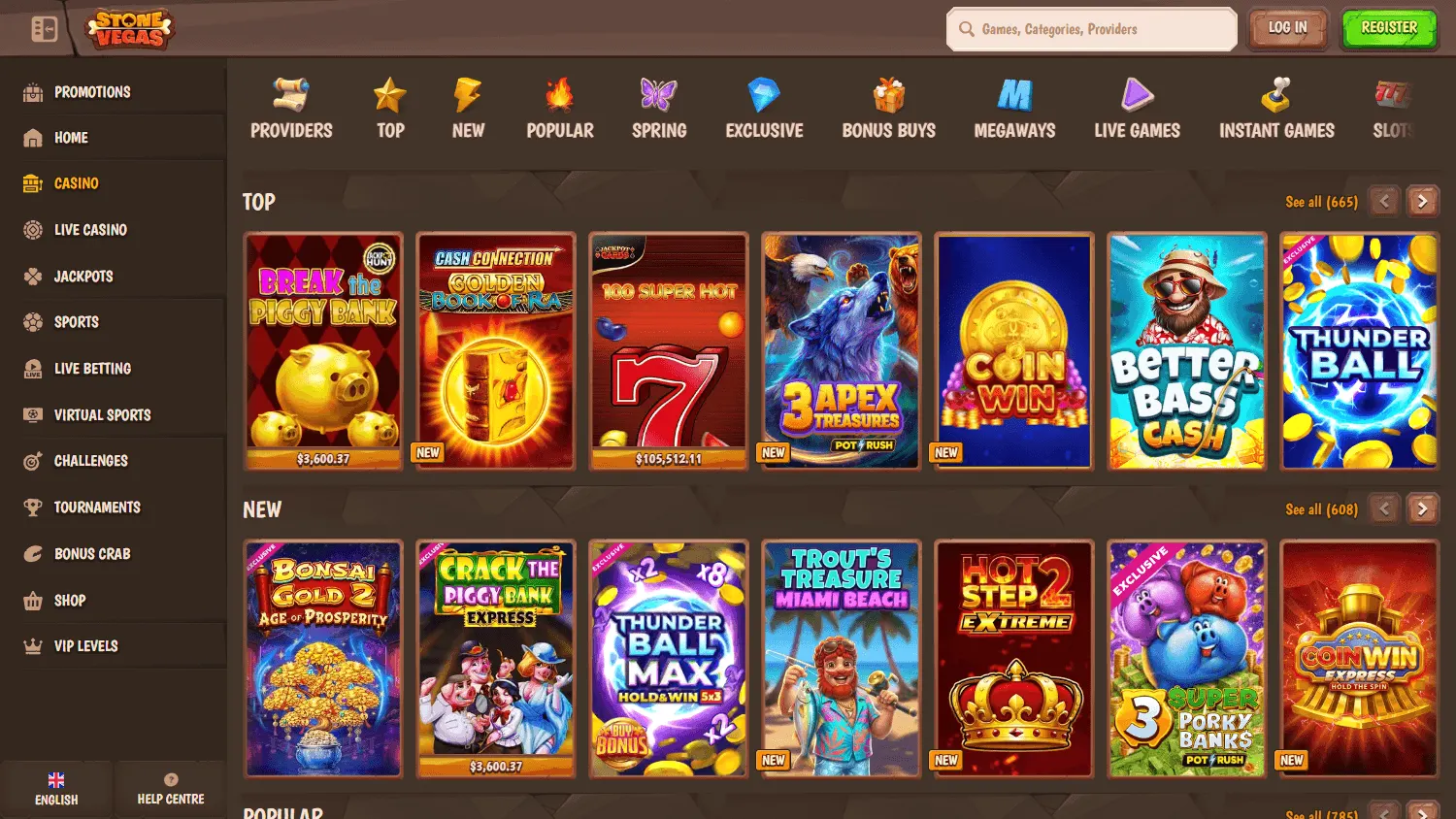 Stonevegas Casino desktop casino games area